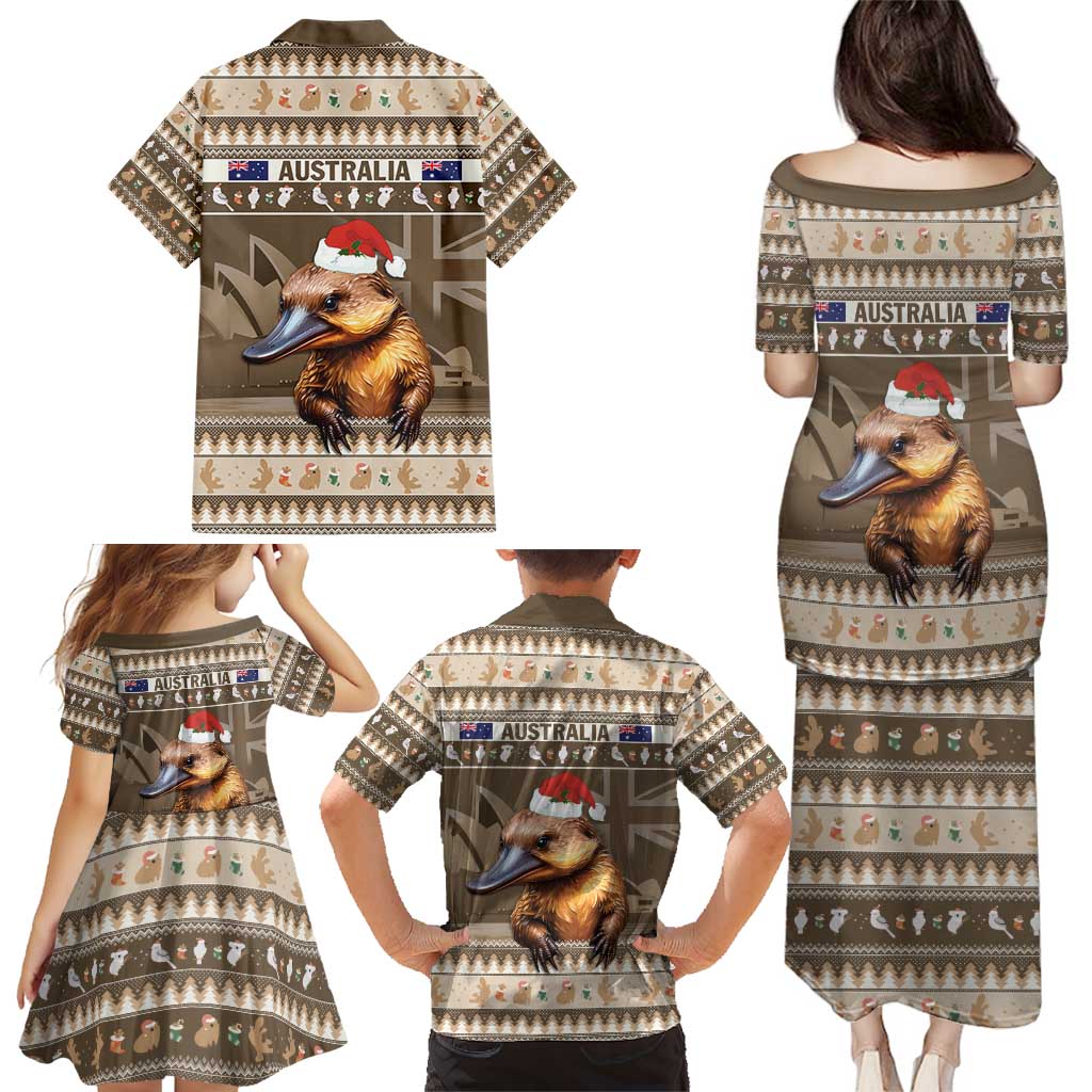 Aussie Platypus Family Matching Puletasi and Hawaiian Shirt Merry Christmas