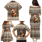 Aussie Platypus Family Matching Puletasi and Hawaiian Shirt Merry Christmas