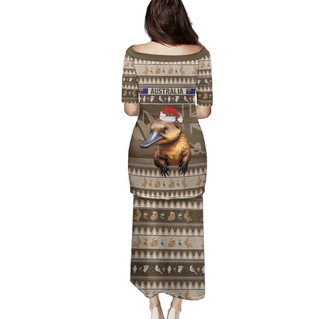 Aussie Platypus Family Matching Puletasi and Hawaiian Shirt Merry Christmas