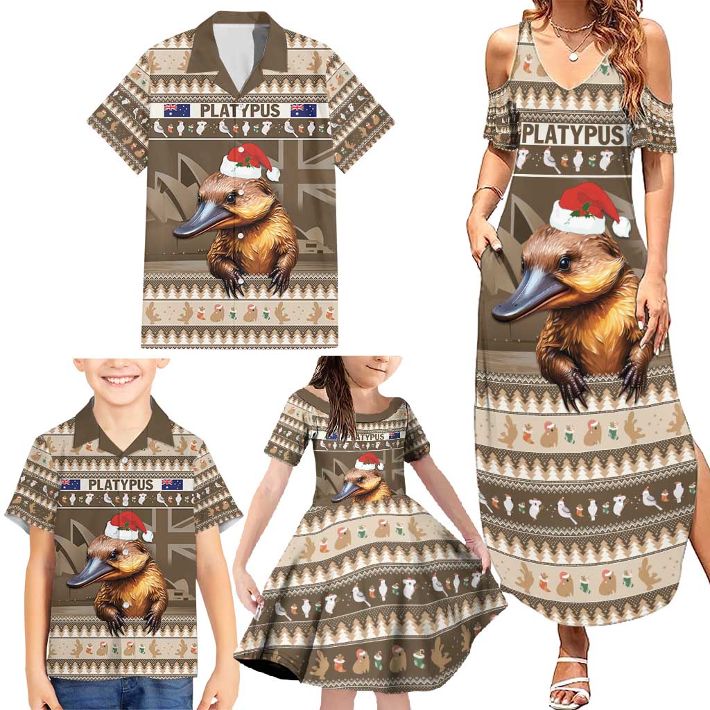 Aussie Platypus Family Matching Summer Maxi Dress and Hawaiian Shirt Merry Christmas