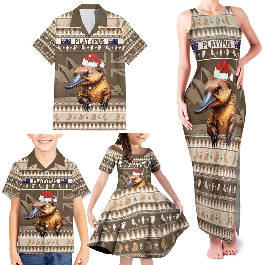 Aussie Platypus Family Matching Tank Maxi Dress and Hawaiian Shirt Merry Christmas