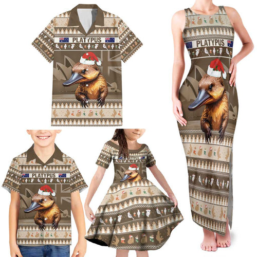 Aussie Platypus Family Matching Tank Maxi Dress and Hawaiian Shirt Merry Christmas