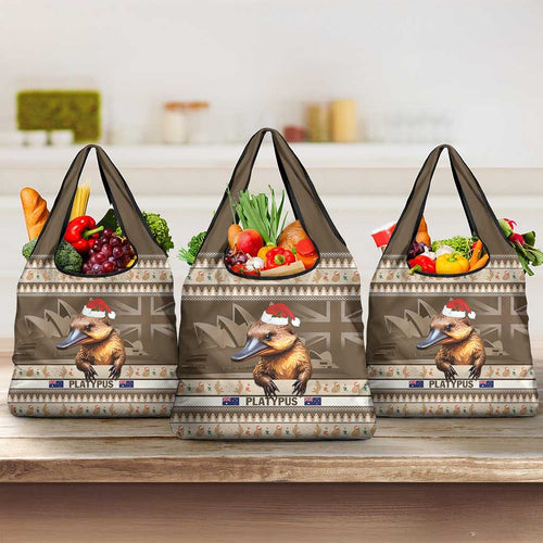 Aussie Platypus Grocery Bag Merry Christmas