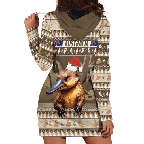 Aussie Platypus Hoodie Dress Merry Christmas