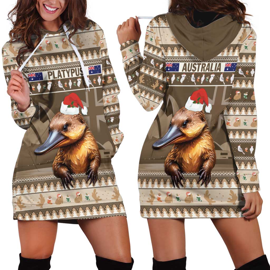 Aussie Platypus Hoodie Dress Merry Christmas