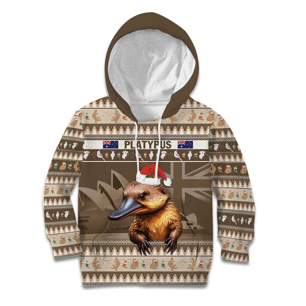 Aussie Platypus Kid Hoodie Merry Christmas