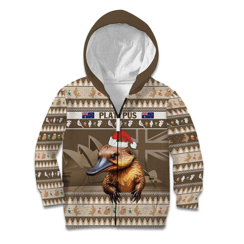 Aussie Platypus Kid Hoodie Merry Christmas