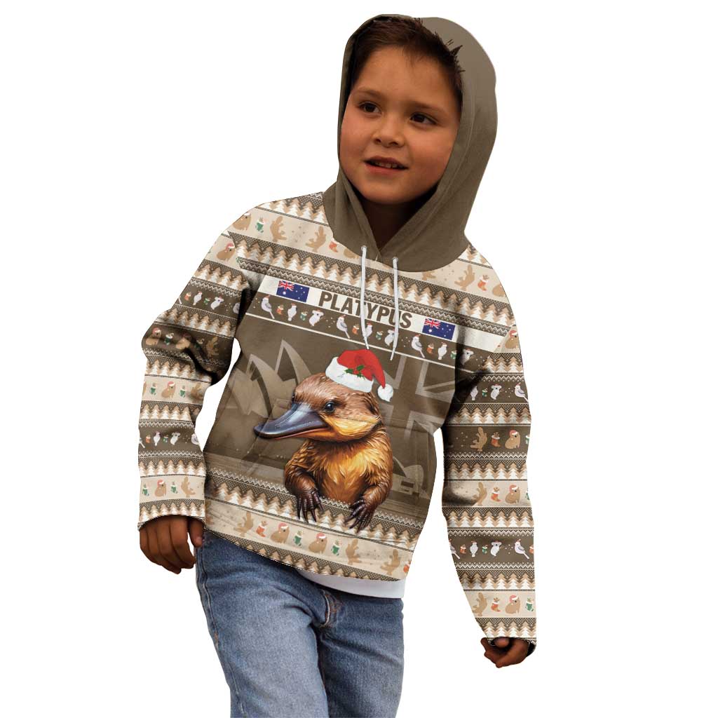Aussie Platypus Kid Hoodie Merry Christmas