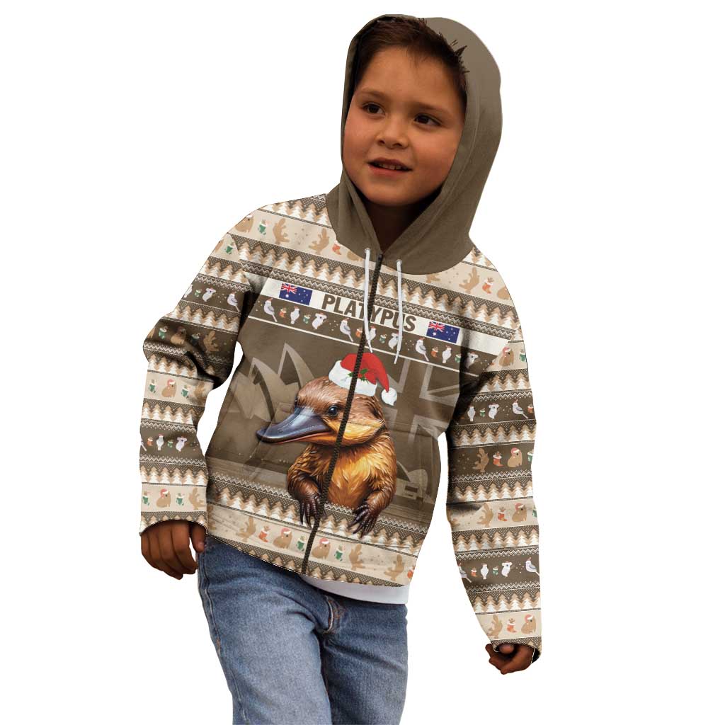 Aussie Platypus Kid Hoodie Merry Christmas