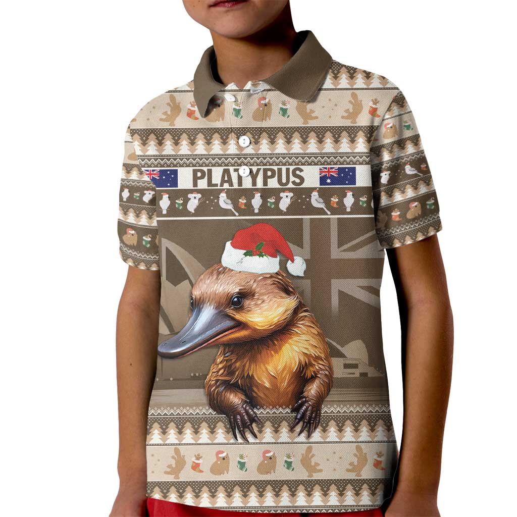 Aussie Platypus Kid Polo Shirt Merry Christmas