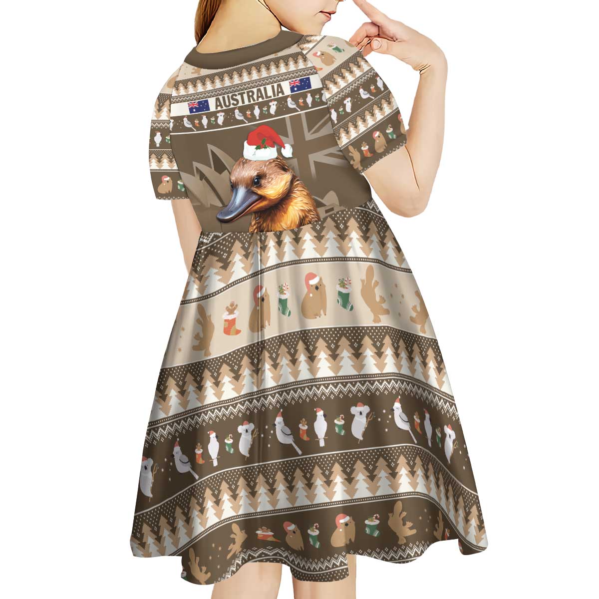 Aussie Platypus Kid Short Sleeve Dress Merry Christmas