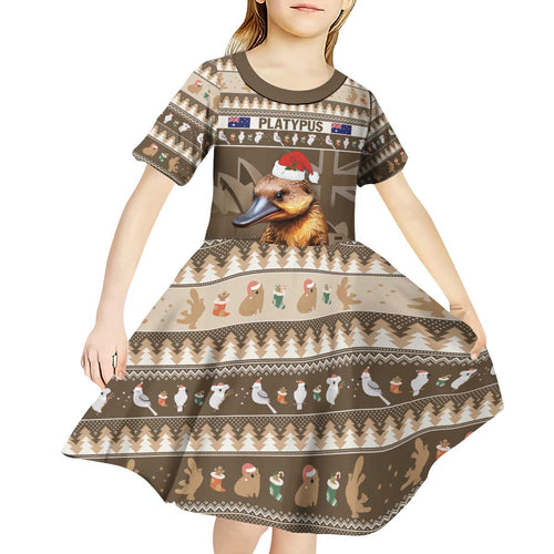 Aussie Platypus Kid Short Sleeve Dress Merry Christmas