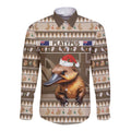 Aussie Platypus Long Sleeve Button Shirt Merry Christmas