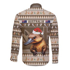 Aussie Platypus Long Sleeve Button Shirt Merry Christmas