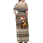 Aussie Platypus Off Shoulder Maxi Dress Merry Christmas