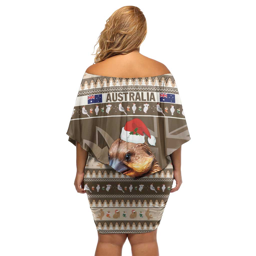 Aussie Platypus Off Shoulder Short Dress Merry Christmas