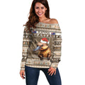 Aussie Platypus Off Shoulder Sweater Merry Christmas