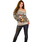 Aussie Platypus Off Shoulder Sweater Merry Christmas