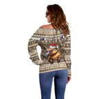 Aussie Platypus Off Shoulder Sweater Merry Christmas