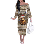 Aussie Platypus Off The Shoulder Long Sleeve Dress Merry Christmas