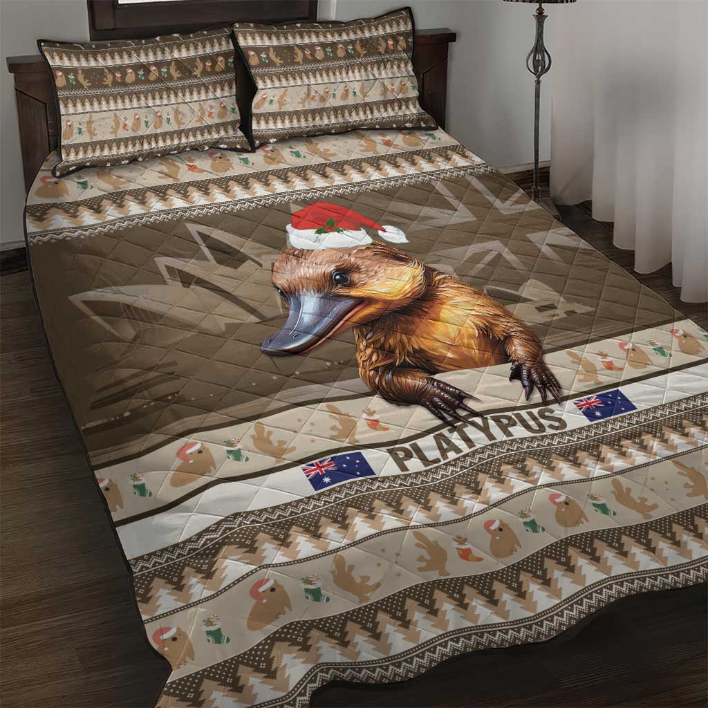 Aussie Platypus Quilt Bed Set Merry Christmas