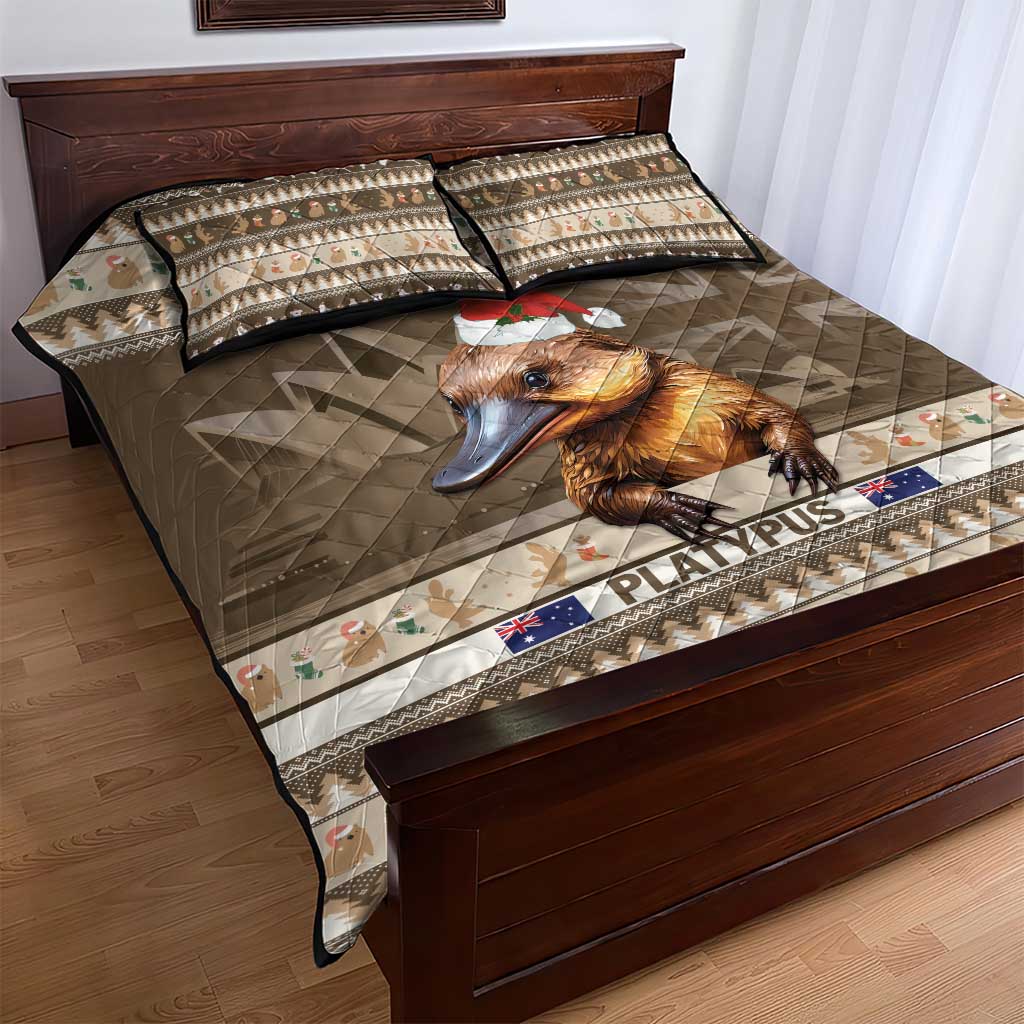 Aussie Platypus Quilt Bed Set Merry Christmas