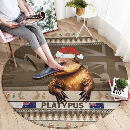 Aussie Platypus Round Carpet Merry Christmas