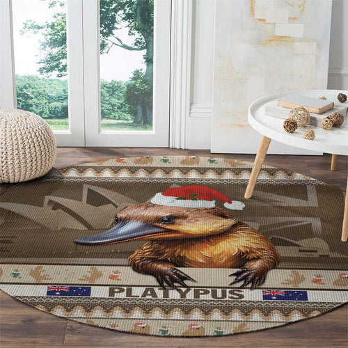 Aussie Platypus Round Carpet Merry Christmas