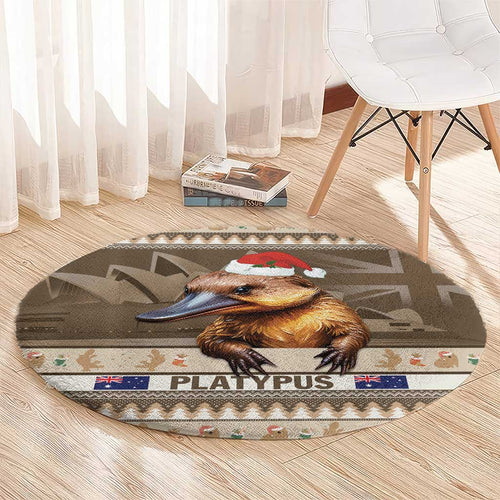 Aussie Platypus Round Carpet Merry Christmas