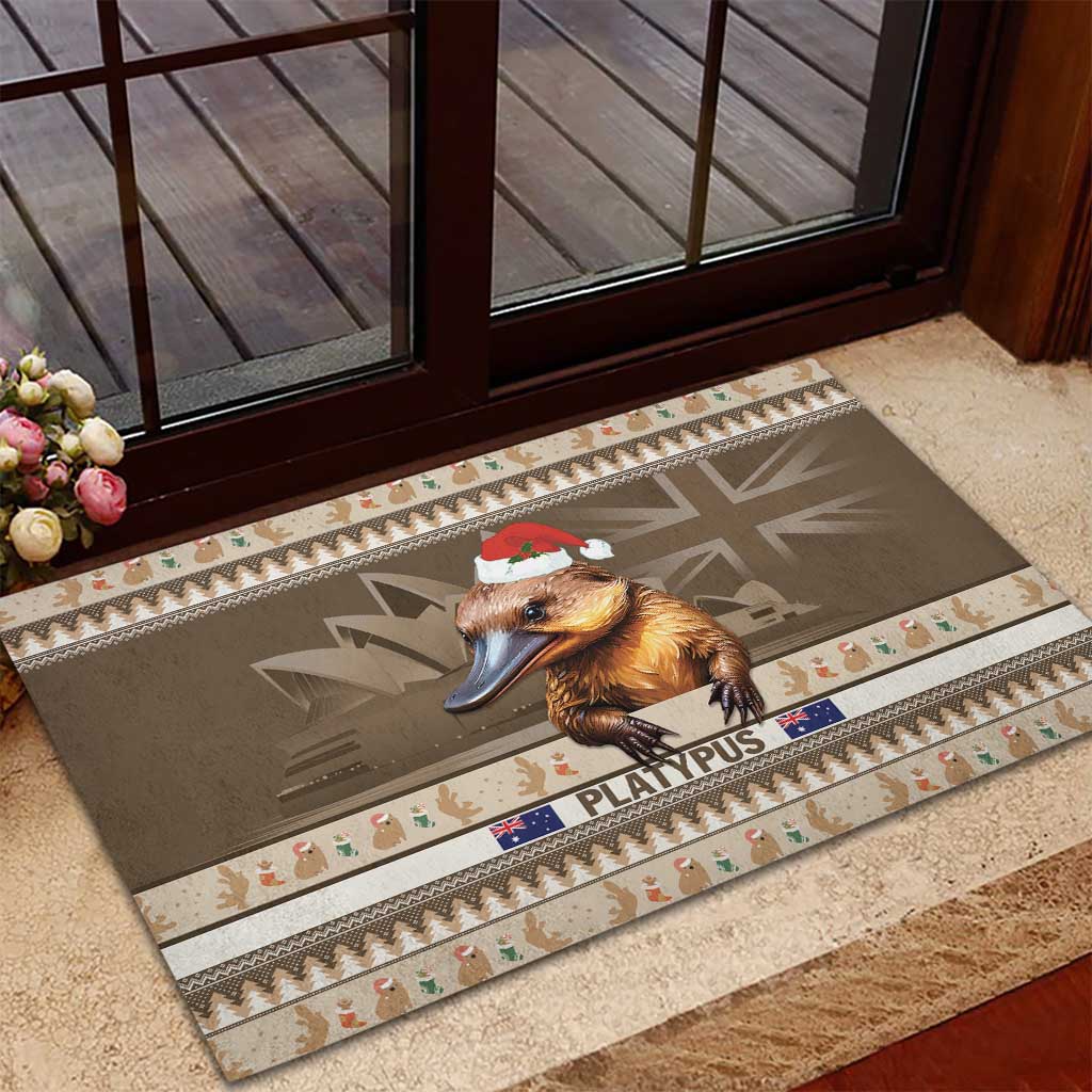 Aussie Platypus Rubber Doormat Merry Christmas