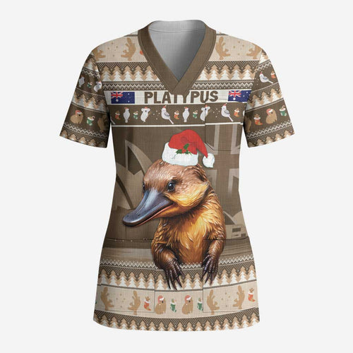 Aussie Platypus Scrub Top Merry Christmas - Aussie Hoodie