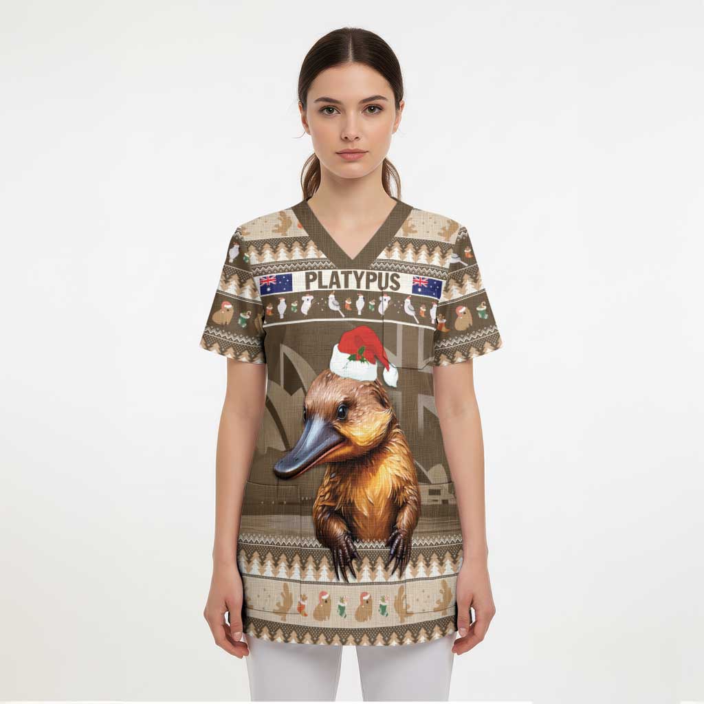 Aussie Platypus Scrub Top Merry Christmas - Aussie Hoodie