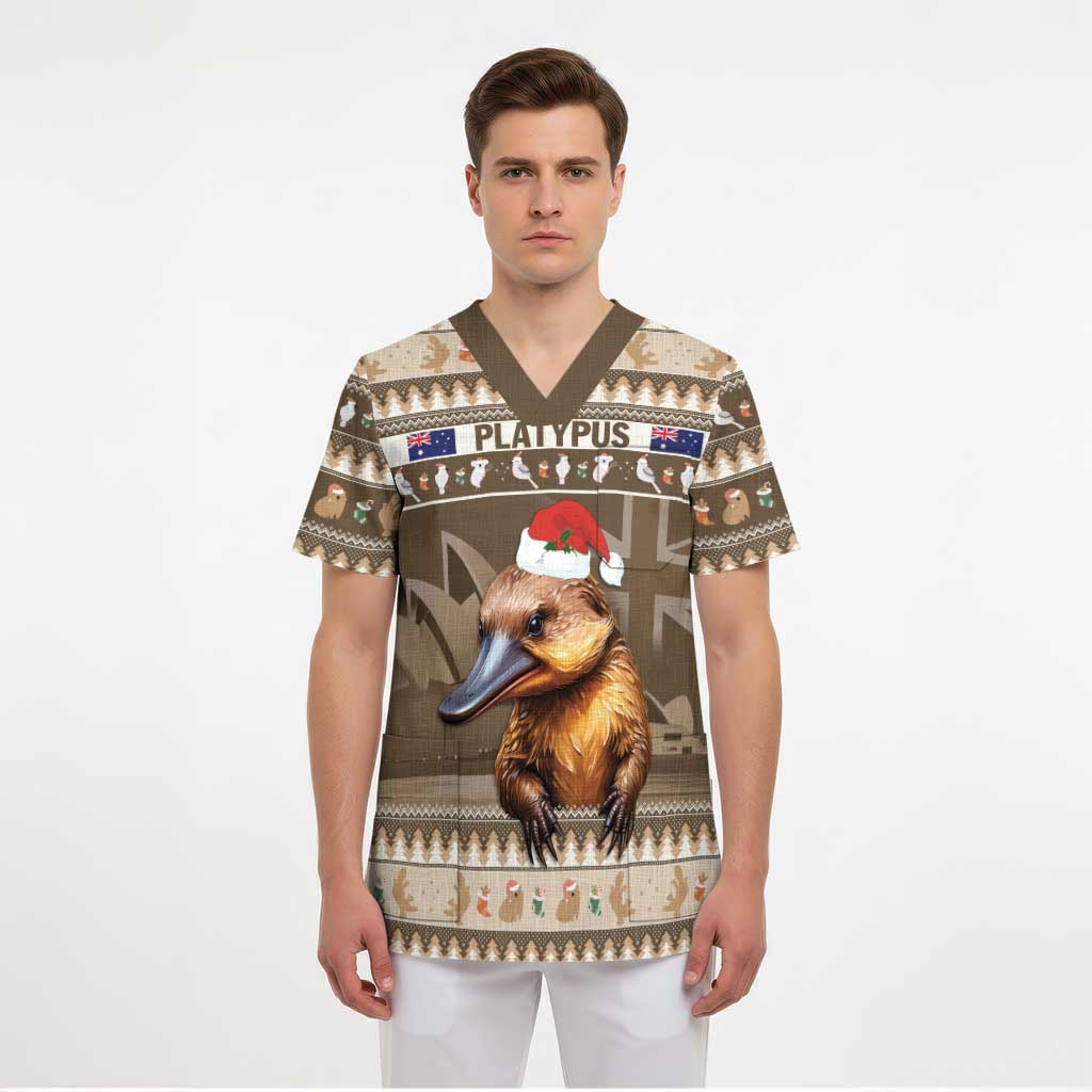Aussie Platypus Scrub Top Merry Christmas - Aussie Hoodie