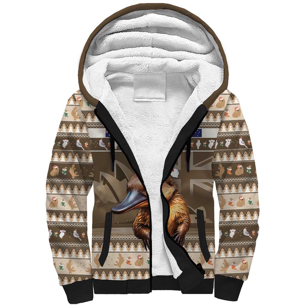 Aussie Platypus Sherpa Hoodie Merry Christmas