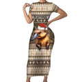 Aussie Platypus Short Sleeve Bodycon Dress Merry Christmas