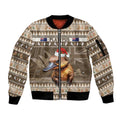 Aussie Platypus Sleeve Zip Bomber Jacket Merry Christmas