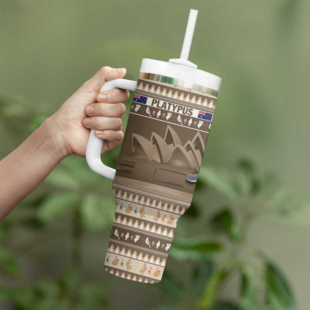 Aussie Platypus Tumbler With Handle Merry Christmas