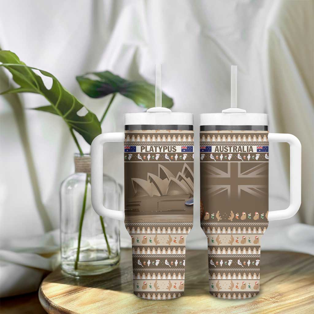 Aussie Platypus Tumbler With Handle Merry Christmas