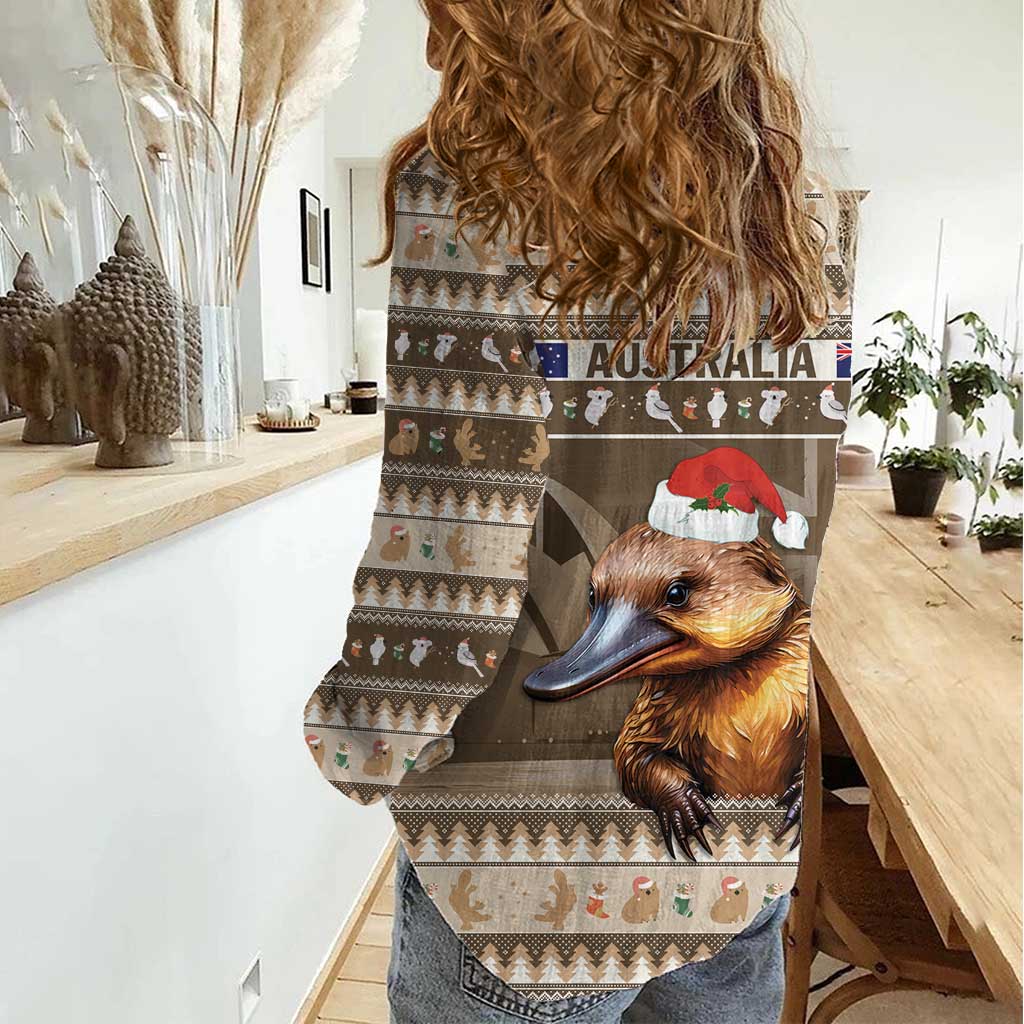 Aussie Platypus Women Casual Shirt Merry Christmas