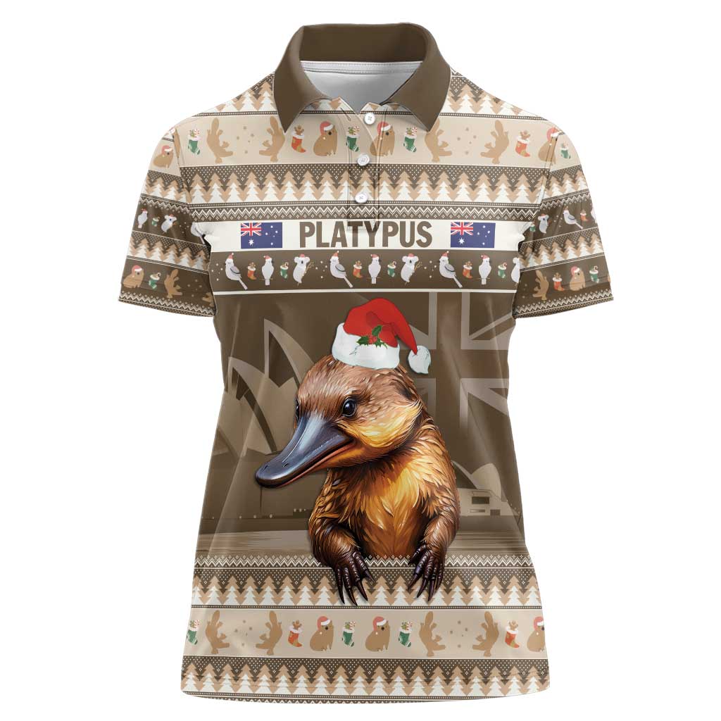 Aussie Platypus Women Polo Shirt Merry Christmas
