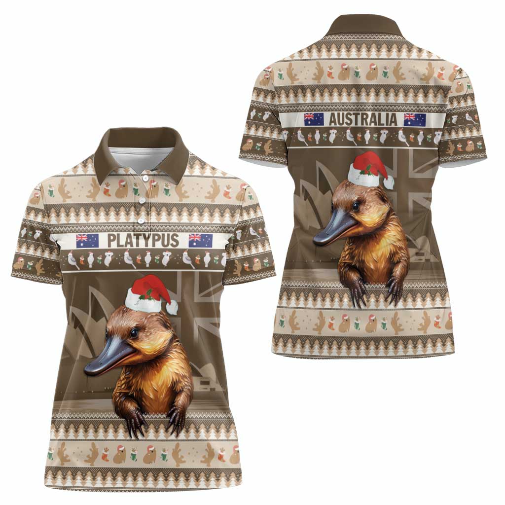 Aussie Platypus Women Polo Shirt Merry Christmas