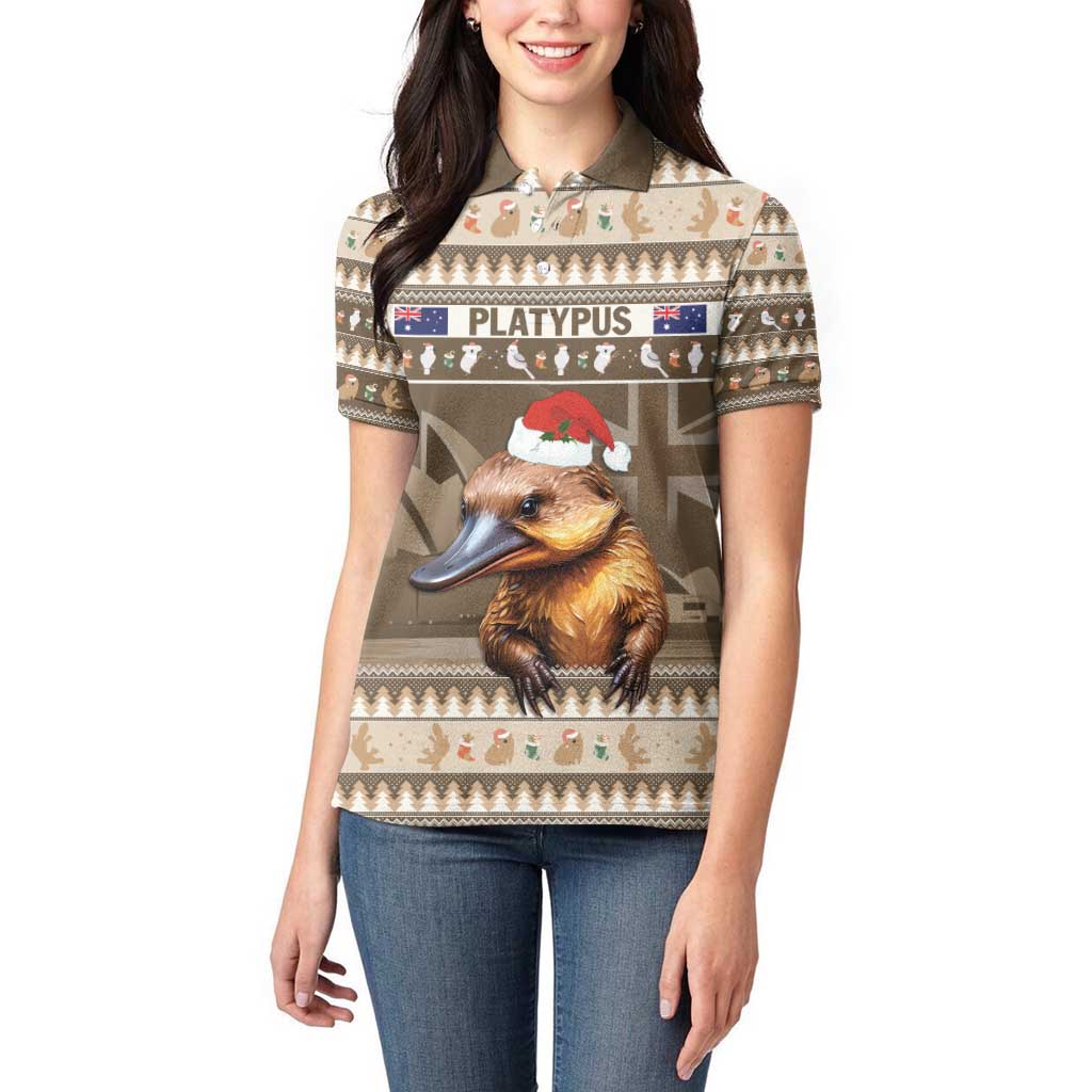 Aussie Platypus Women Polo Shirt Merry Christmas