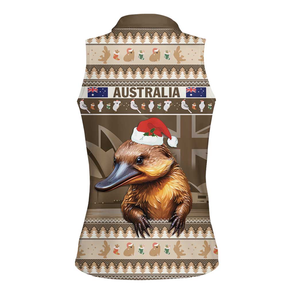Aussie Platypus Women Sleeveless Polo Shirt Merry Christmas