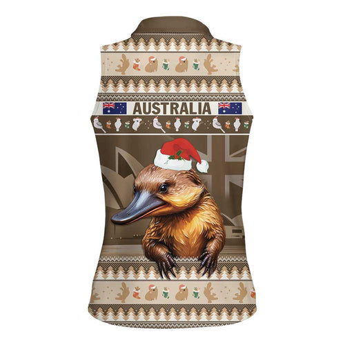Aussie Platypus Women Sleeveless Polo Shirt Merry Christmas