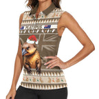 Aussie Platypus Women Sleeveless Polo Shirt Merry Christmas