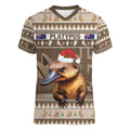 Aussie Platypus Women V-Neck T-Shirt Merry Christmas