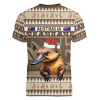 Aussie Platypus Women V-Neck T-Shirt Merry Christmas