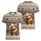 Aussie Platypus Women V-Neck T-Shirt Merry Christmas