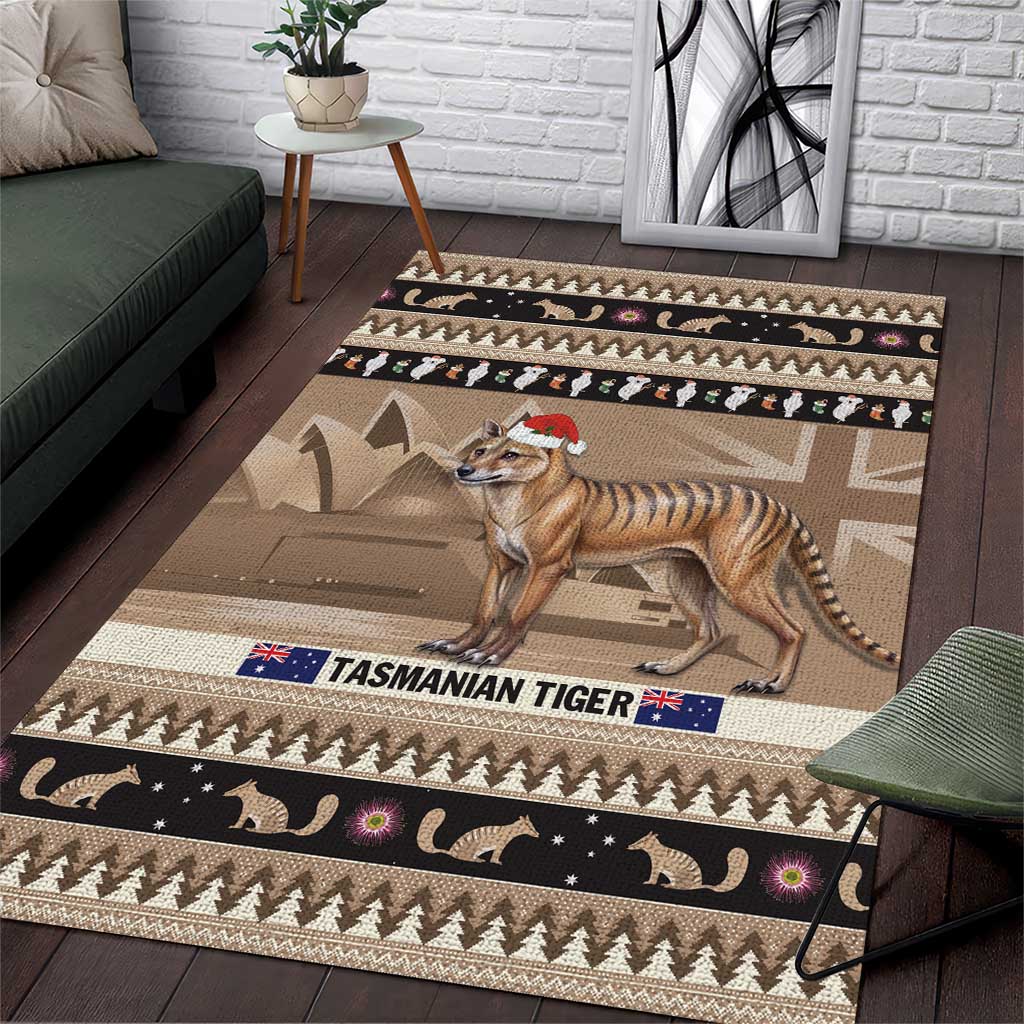 Aussie Tasmanian Tiger Area Rug Merry Christmas