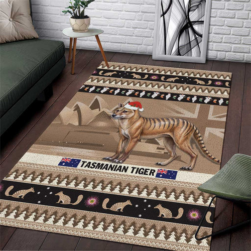 Aussie Tasmanian Tiger Area Rug Merry Christmas
